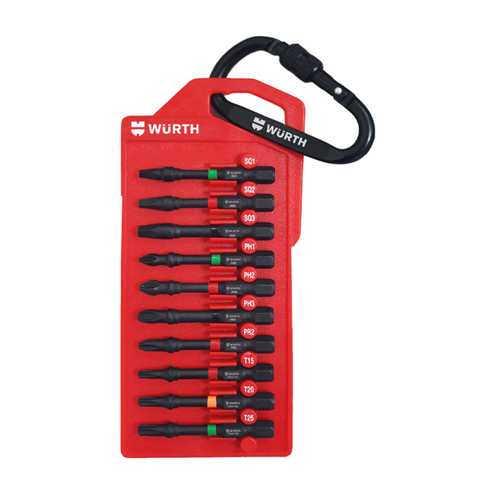 Impact Driver Bit Set With Bit Holder - 10 Piece (Square, Phillips Headand Torx)
