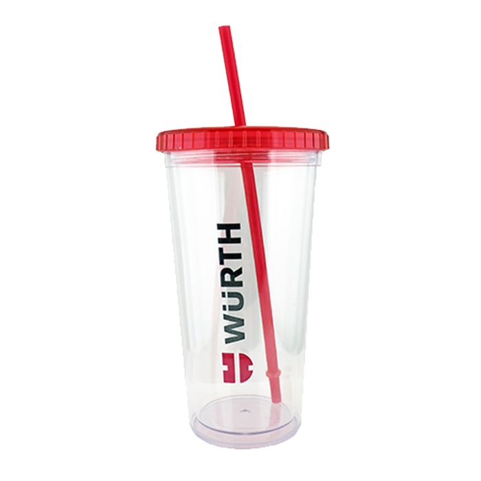 Wurth Tumbler - 20 oz with Red Lid and Straw