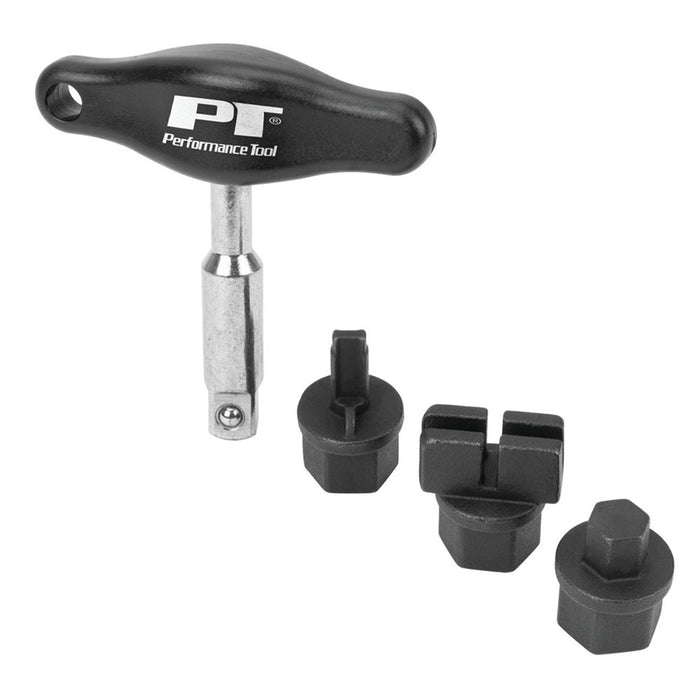 Oil Drain Plug T-Handle Remover Tool with Adapters, 3/8 Inch