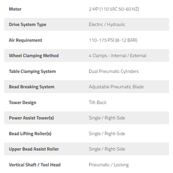 Ranger R76ATR-L Tilt Back Tire Machine Right-Tower Single Assist - 30"Capacity - Low Voltage Model