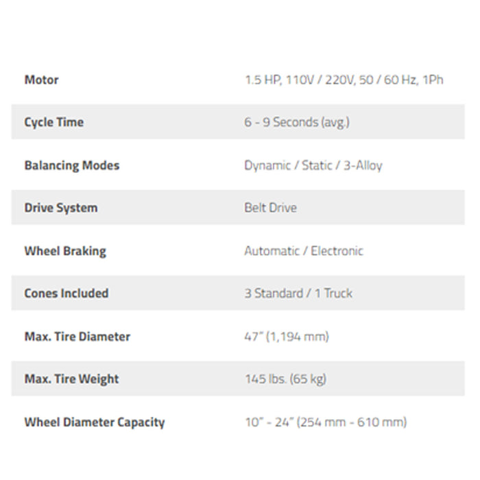 Ranger DST2420 Tire Balancer 40mm Shaft - 30" Maximum Wheel Diameter Capacity