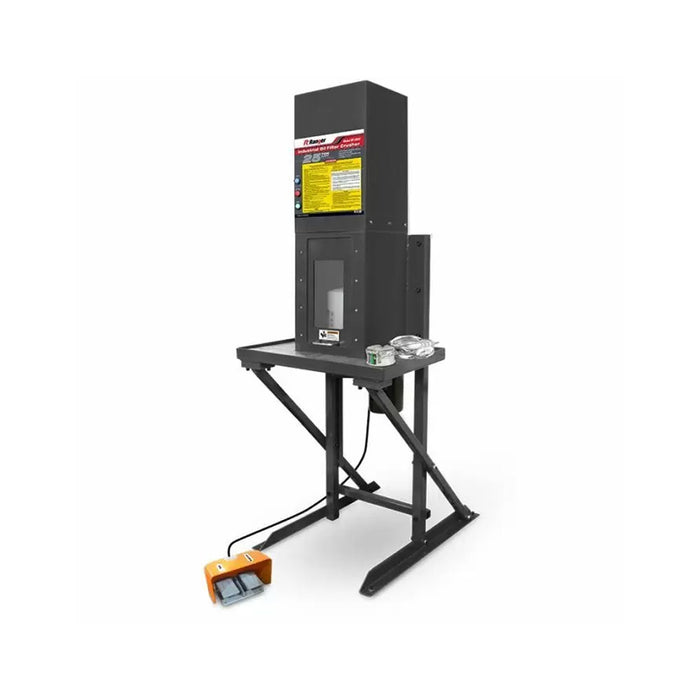 Ranger RP-50FC Electric/Hydraulic Oil Filter Crusher With Stand / 25-Ton Capacity / Heavy-Duty / 208-240V / 1 Ph / 50/60 Hz