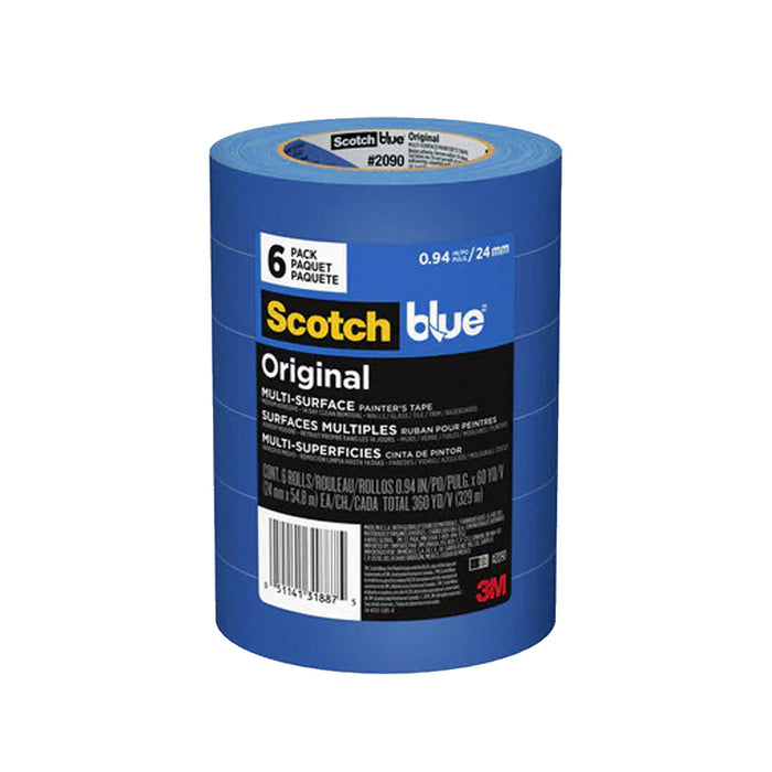ScotchBlue Original Painter's Tape - 2090 - Value Pack - 6 Rolls- .94 Inch (24 mm) x 60 Yards (55m)