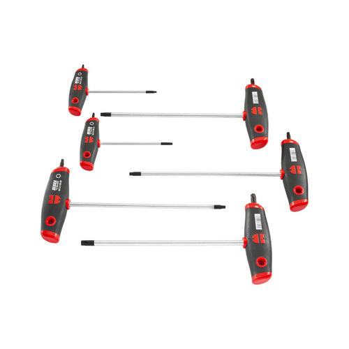 ZEBRA T-Handle Screwdriver Set TX - For Torx Socket With Side Output (6 pieces: TX10, TX15, TX20, TX25, TX30, TX40)