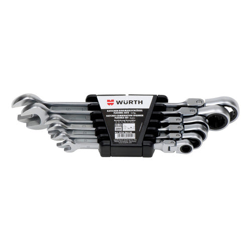 ZEBRA POWERDRIV® (12-Point) Ratchet Combination Wrench Assortment - Flexible Joint (6 Pieces: 8, 10, 12, 13, 17, 19mm)
