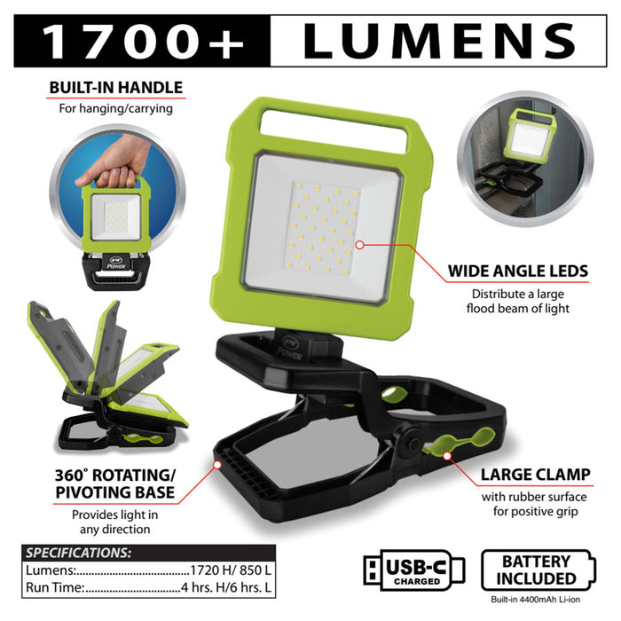LED Flood Work Light With Clamp