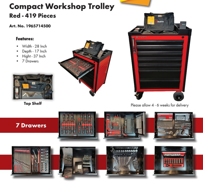 Wurth Technician Tool Kit with Tool Trolley - 419 Pieces — Würth Tools ...