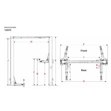 Load image into Gallery viewer, BendPak 10APX 2-Post Car Lift 10000 lbs Capacity -Clear Floor Adjustable Width/Tall
