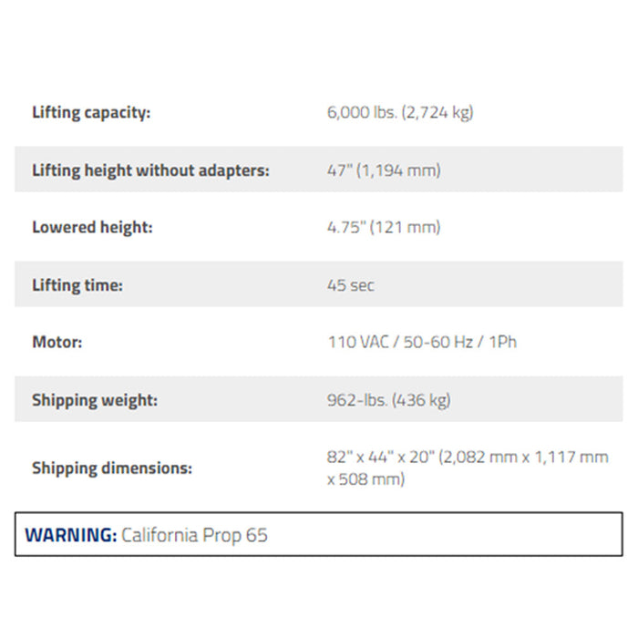 BendPak MD-6XP 6,000-lb. Capacity / Mid-Rise Frame Lift / Portable