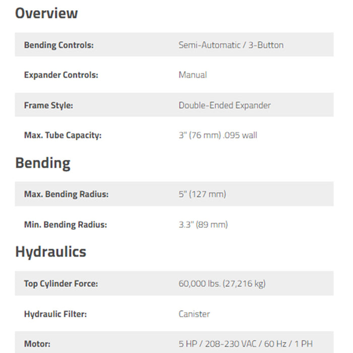 BendPak 3-Button Control Automatic Pipe Bender