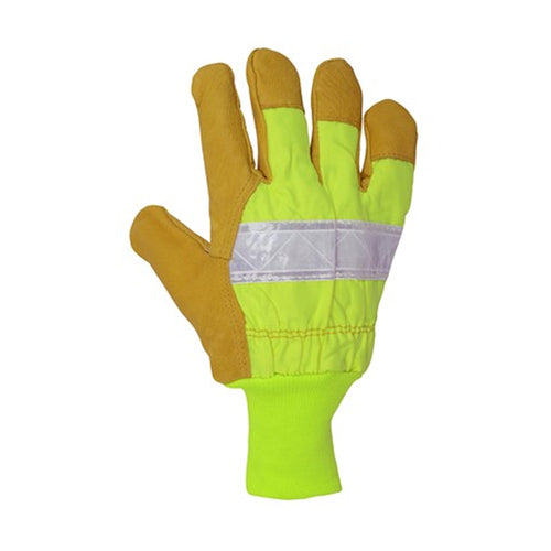 NSI Hi-Vis Knitwrist Reflective & Insulated Pigskin Leather Work Gloves