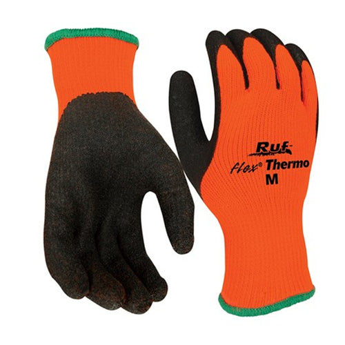 NSI Ruf-flex® Thermo Black Rubber Palm Coated Hi-Vis Orange Insulated Work Gloves