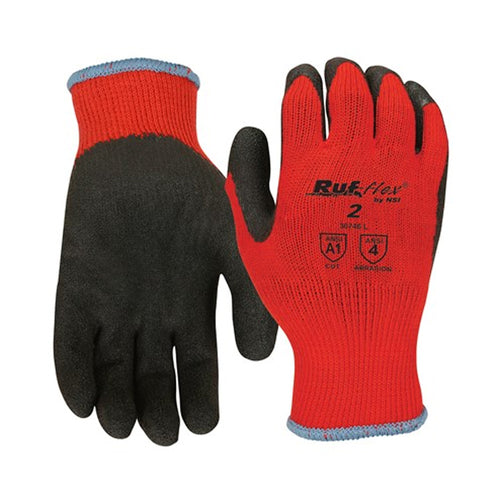 NSI Ruf-flex® 2 Black Latex Palm Coated Red Work Gloves