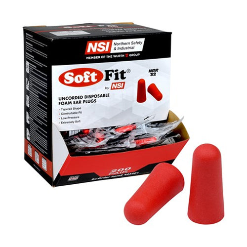 NSI Soft Fit® NRR 32 Uncorded Disposable Foam Earplugs 200 Pair/Box