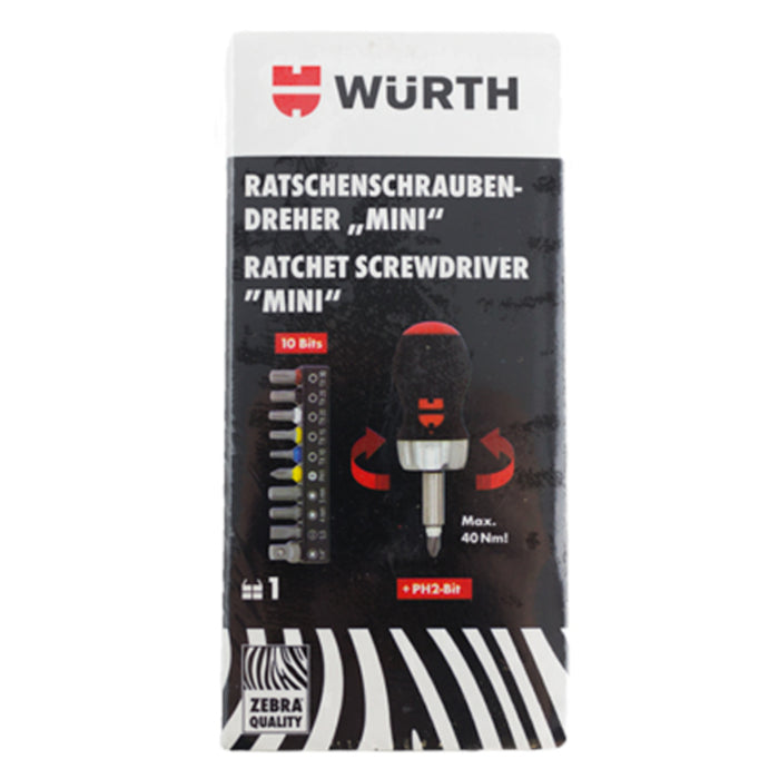 ZEBRA Mini Ratchet Screwdriver (Includes 11 Bits - 1 Square, 1 Flat, 2 Hexagon, 2 Phillips, 5 Torx)