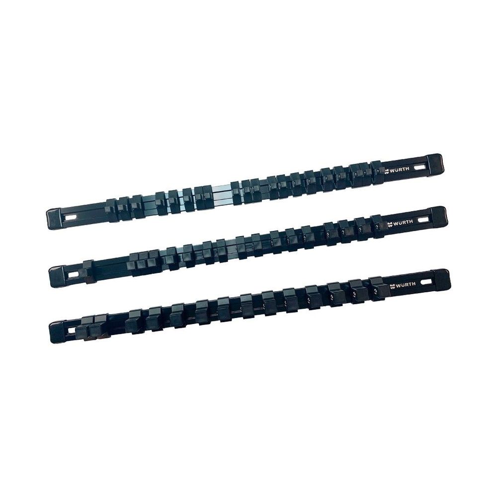 Aluminum Socket Organizer Rail Set With Rubber End Caps - Black - 3Pieces