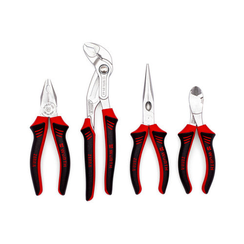 Würth UK - Tackle a range of tasks in a pinch with this 4-piece pliers set!  • With side cutter, combination pliers, snipe nose and water pump pliers •  From Zebra, Würth's