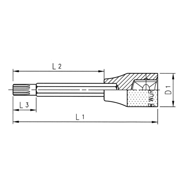 ZEBRA 1/2 Inch 12-Point Socket Bit, Short M14 (60mm)