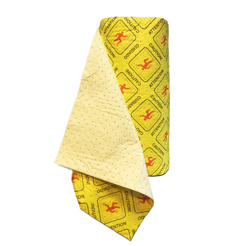 Heavy Weight - High Visibility Absorbent Roll - Perforated - YellowCaution - 32 Inch x 150 Feet
