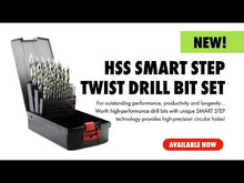 Load and play video in Gallery viewer, Smart Step Twist Drill Bit Set - HSS - Metric - 25 Pieces
